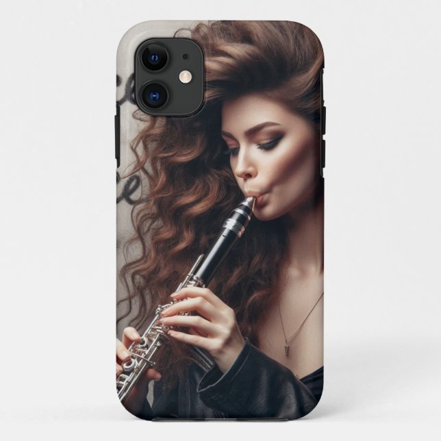 Funda De Case-Mate Para iPhone Clarinet, músico de cáncer zodiaco (Reverso)