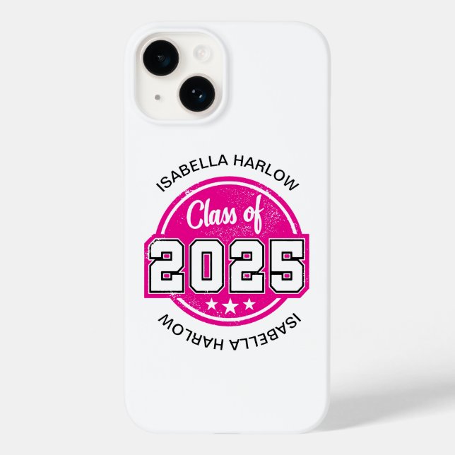 Funda De Case-Mate Para iPhone Clase de nombre de graduado rosado 2025 (Reverso )