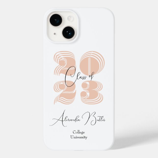 Funda De Case-Mate Para iPhone Clase Peachy Grad Custom Name de 2023 Graduación (Reverso )