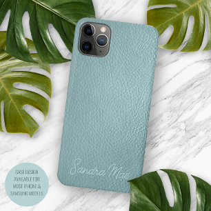 Funda Para iPhone 11 Pro Max Clase personalizada Aquamarina Verde Cuero Patrón