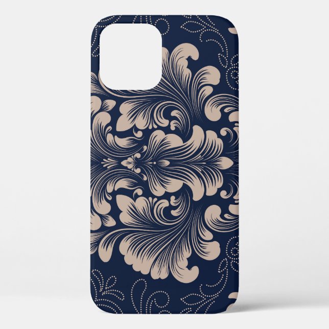 Funda De Case-Mate Para iPhone Clásica Damask Seamless Textura Victoriana (Reverso )