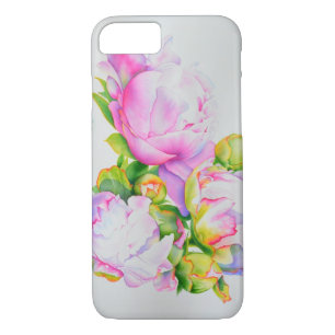 Funda Para iPhone 8/7 Clásica y elegante color de agua floral de peonia 
