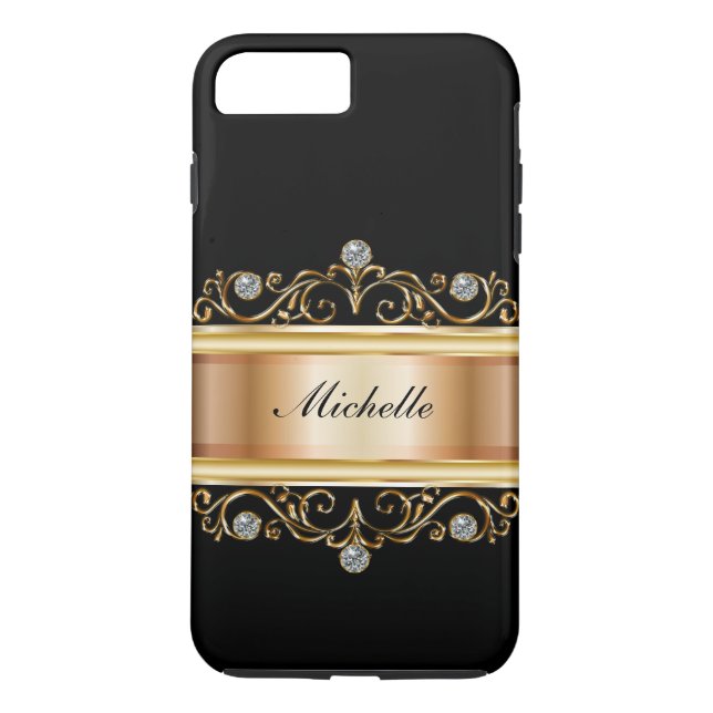 Funda De Case-Mate Para iPhone Clásicas Damas Monograma Bling (Reverso)