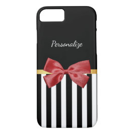 Funda Para iPhone 8/7 Clásicas franjas blancas y negras de color rojo co