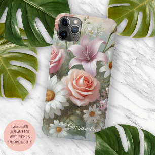Funda Para iPhone 11 Pro Max Clásicas Rosas Elegantes Pintura Botánica de Arte