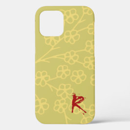 Funda Para iPhone 12 Clásico Amarillo Topaz Floral Golden Red Textos