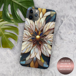 Funda Para iPhone 15 Pro Max Clásico Chic Patrón de Arte Floral de Vidrio Emplo