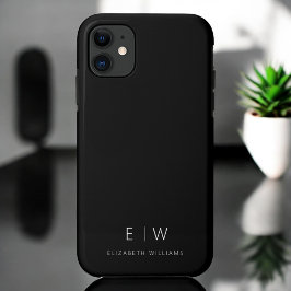 Funda Para iPhone 11 Clásico Elegante Moderno Monograma Minimalista Nom