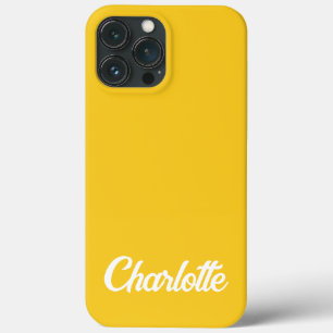 Funda Para iPhone 13 Pro Max Clásico Elegante Monograma Personalizado amarillo.