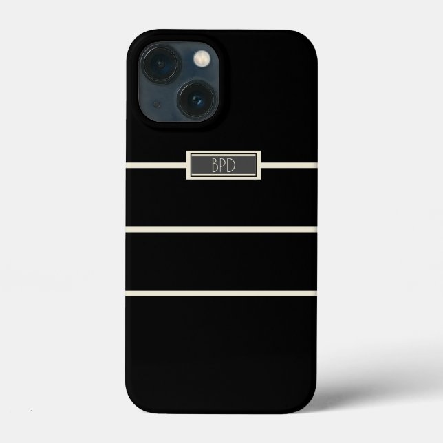 Funda De Case-Mate Para iPhone Clásico Estiloso Monogramado Negro (Reverso )