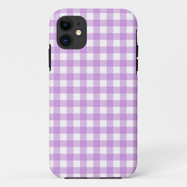 Funda De Case-Mate Para iPhone Clásico Gingham Check Plaid Pattern Lilac (Reverso)