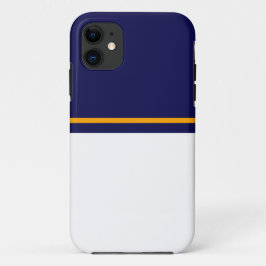 Funda Para iPhone 11 Clásico Navy Azul Bloque de color Blanco Banda Ama