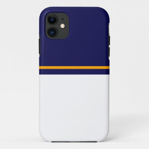 Funda Para iPhone 11 Clásico Navy Azul Bloque de color Blanco Banda Ama