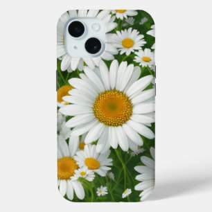 Funda Para iPhone 15 Clásico patrón de margarita campo blanco floral ve