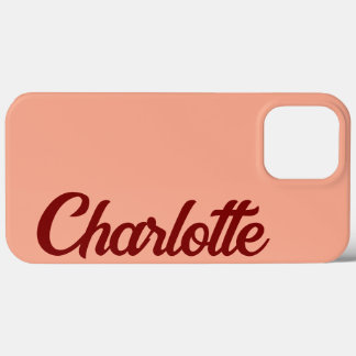 Funda Para iPhone 13 Pro Max Clásico Personalizado Elegante Monograma Melocotón