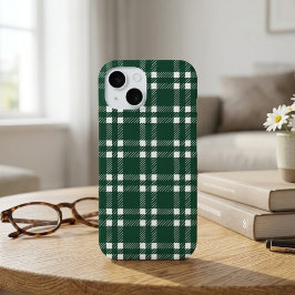 Funda Para iPhone 15 Clásico Plaid Tartán Verde Bosque Patrimonio