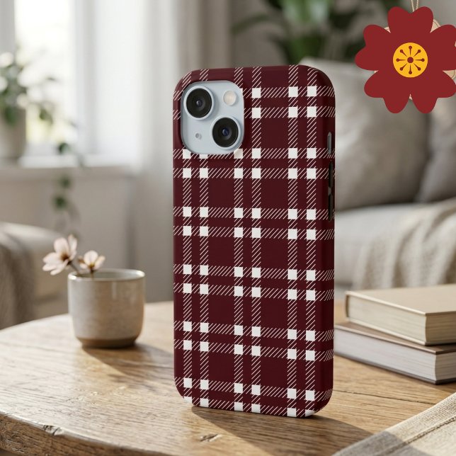 Funda De Case-Mate Para iPhone Clásico Tartán de Cuadro Burgundy Otoño Festivo Ac (Subido por el creador)