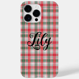 Funda Para iPhone 14 Pro Max De Case-Mate Clásico Tartán de Invierno Cuadrado Rojo Nombre Pe