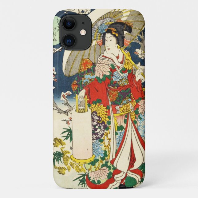 Funda De Case-Mate Para iPhone Clásico ukiyo-e geisha con maiko de paraguas (Reverso)