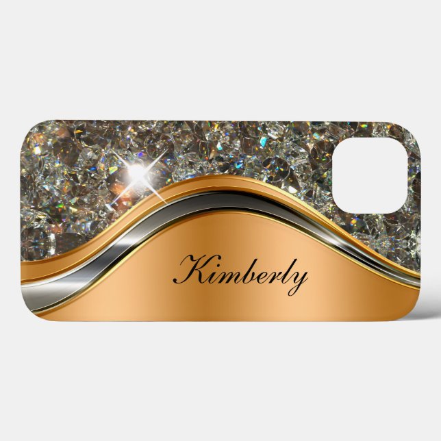 Funda De Case-Mate Para iPhone Classy Bling Monogram Glitzy (Reverso (Horizontal))