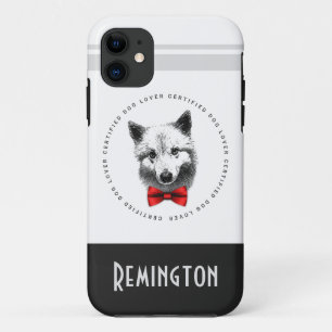 Funda Para iPhone 11 Classy Dog Lover Shiba Inu Bow Tie Agrega tu nombr