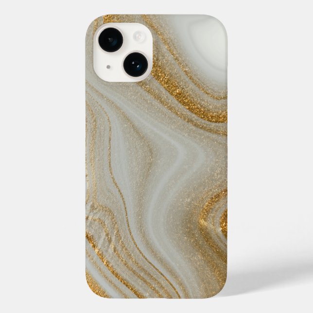 Funda De Case-Mate Para iPhone Classy White Gold Patrón de mármol blanco iPhone / (Reverso )