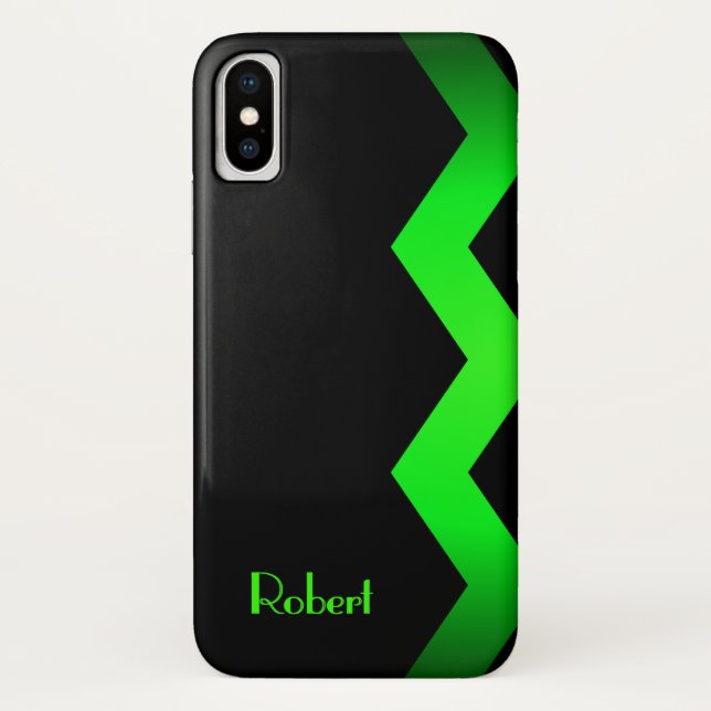 Funda De Case-Mate Para iPhone Classy Zig zag Green Personalizado (Reverso)