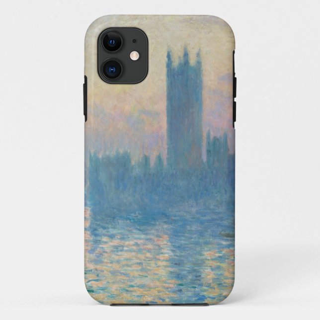 Funda De Case-Mate Para iPhone Claude Monet Casas del Parlamento Puesta de sol (Reverso)