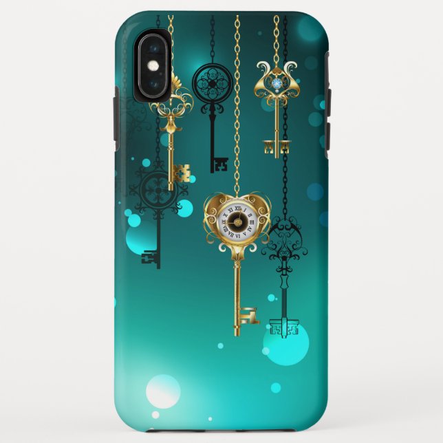 Funda De Case-Mate Para iPhone Claves de esqueleto antiguas sobre fondo verde (Reverso)