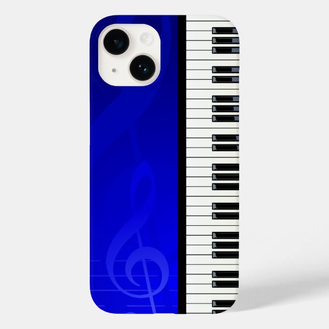 Funda De Case-Mate Para iPhone Claves de piano con notas musicales de efecto azul (Reverso )