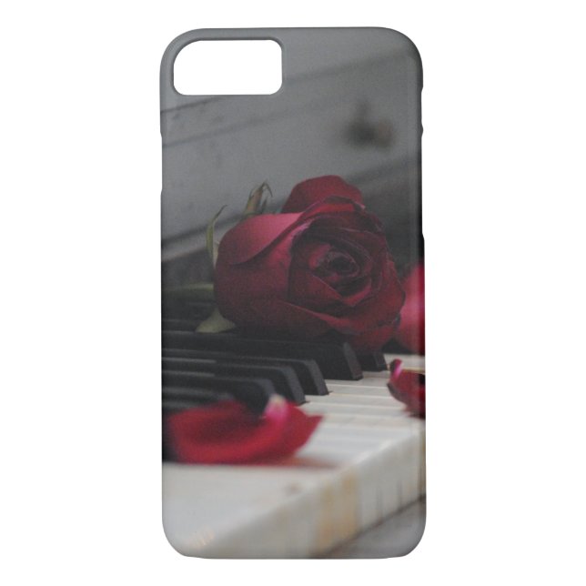 Funda De Case-Mate Para iPhone Claves de piano con una rosa roja (Reverso)