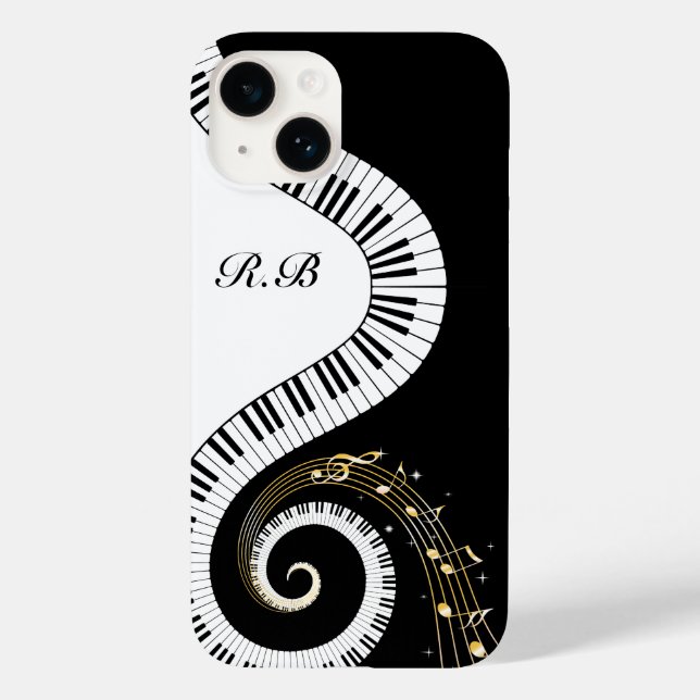 Funda De Case-Mate Para iPhone Claves de piano monograma y notas musicales Galaxi (Reverso )