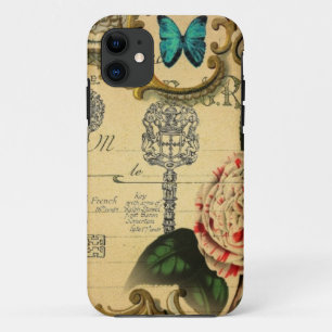 Funda Para iPhone 11 Claves parisinas Vintage Camellia Francés Botánico