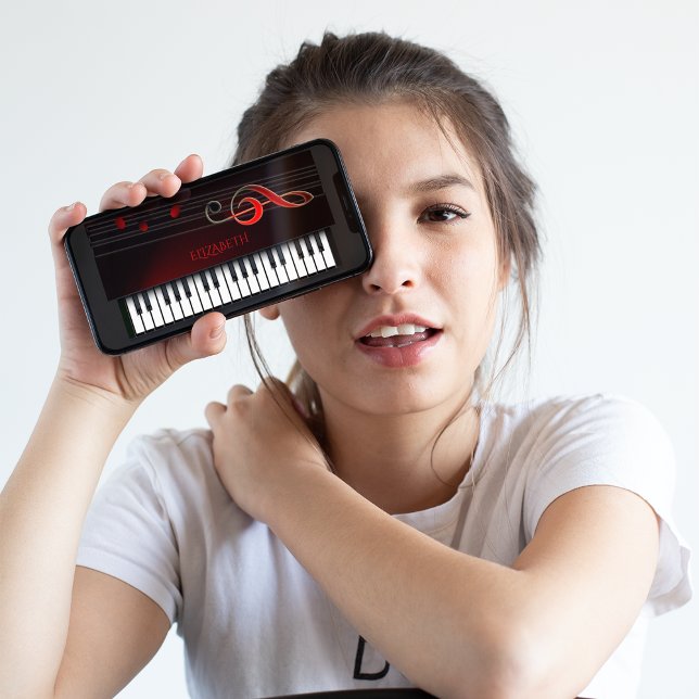 Funda De Case-Mate Para iPhone Clef De Píano Y Treble Rojo (Subido por el creador)