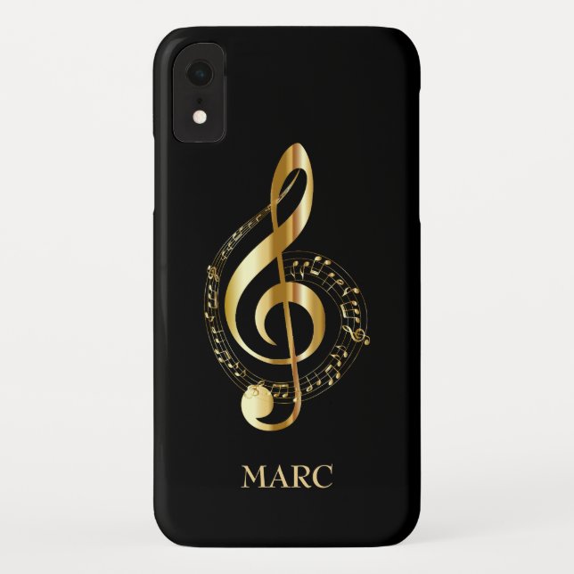 Funda De Case-Mate Para iPhone Clef Monogramada Gold Treble (Reverso)