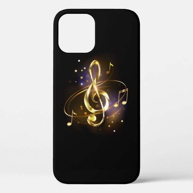 Funda De Case-Mate Para iPhone Clef Musical de Triple Dorado (Reverso )