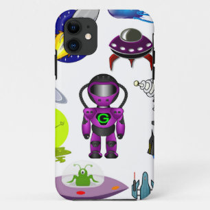 Funda Para iPhone 11 clip de espacio arte aliens space craft