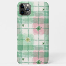 Clover Lucky de Cuadros Verde y Rosa en Acuarela 