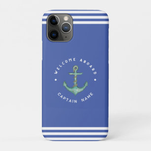 Funda Para iPhone 11 Pro Club náutico Blue Navy Nautical Anchor