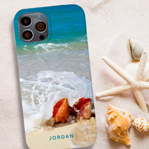 Funda Para iPhone 14 De Case-Mate Coastal Beach Shells Seashore Photo Name