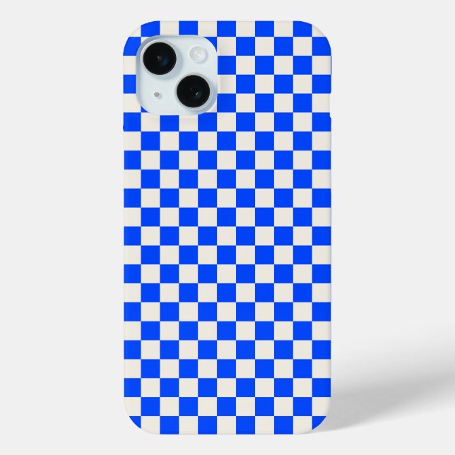 Funda De Case-Mate Para iPhone Cobalt and cream checkerboard pattern (Reverso )