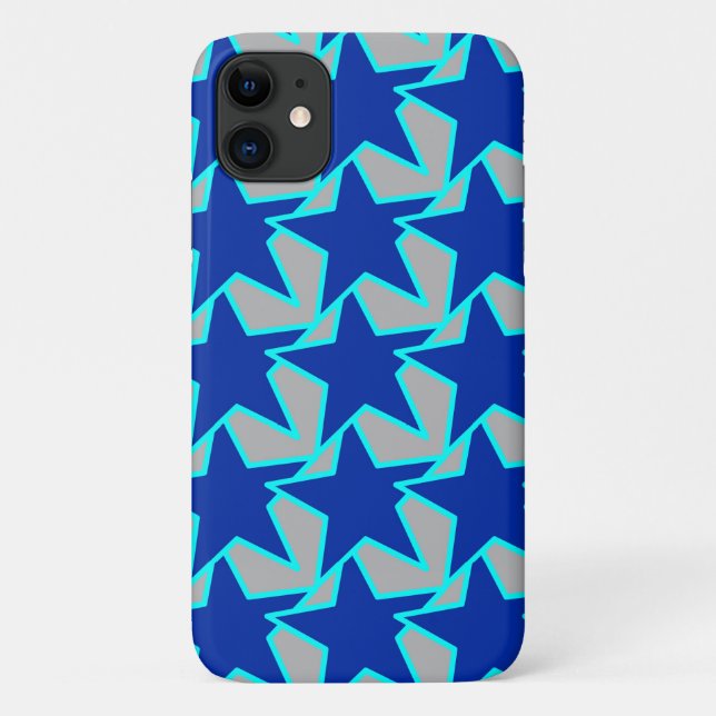 Funda De Case-Mate Para iPhone Cobalto geométrico de estrella moderna azul y gris (Reverso)