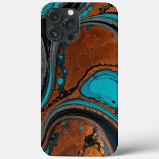 Funda Para iPhone 13 Pro Max Cobre con abstracto turquesa