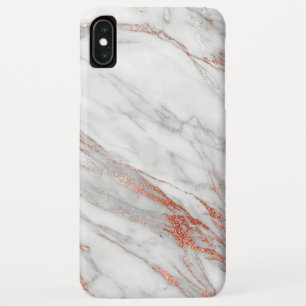 Funda Para iPhone XS Max Cobre Rosa Dorado y Monograma Blanco Femenino