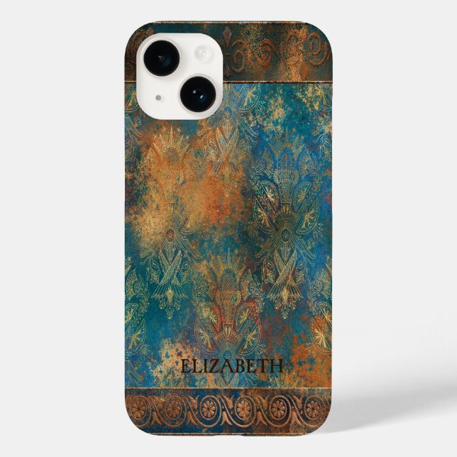 Funda De Case-Mate Para iPhone Cobre Verdoso Pátina Turquesa (Reverso )