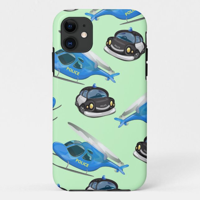 Funda De Case-Mate Para iPhone Coche de policía y helicóptero (Reverso)