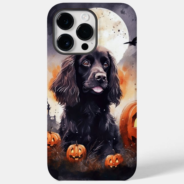 Funda De Case-Mate Para iPhone Cocker Spaniel de Halloween con calabazas (Reverso )