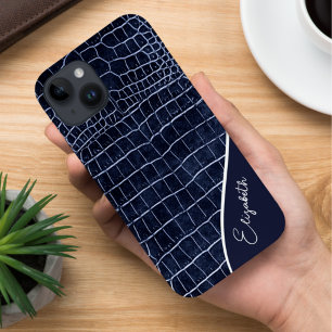 Funda Para iPhone 14 De Case-Mate Cocodrilo azul de la Marina Personalizada