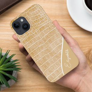 Funda Para iPhone 14 De Case-Mate Cocodrilo beige personalizado de champán