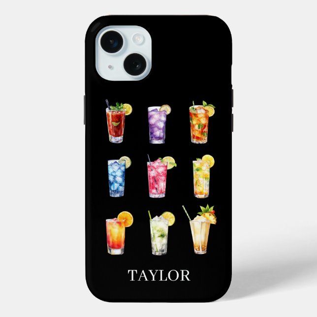 Funda De Case-Mate Para iPhone Cócteles Cócteles Cócteles Monogramados (Reverso )
